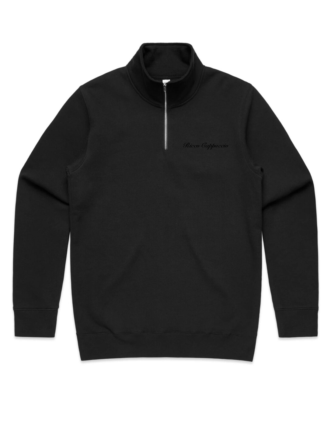 PRE-ORDER ITEM: SWEATSHIRT, QUARTER-ZIP: BLACK - BLACK PRINT