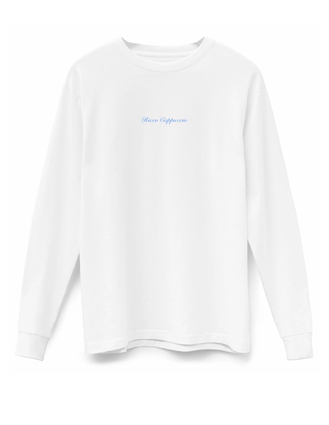 PRE-ORDER ITEM: T-SHIRT, LONG SLEEVE: WHITE - BLUE PRINT